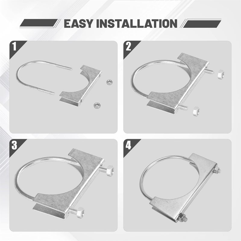 GESEXI 5" U-shaped Exhaust Pipe Clamp Mild Steel Muffler Exhaust Clamps with Anti-Rust Coat Pack of 2 - Image 5